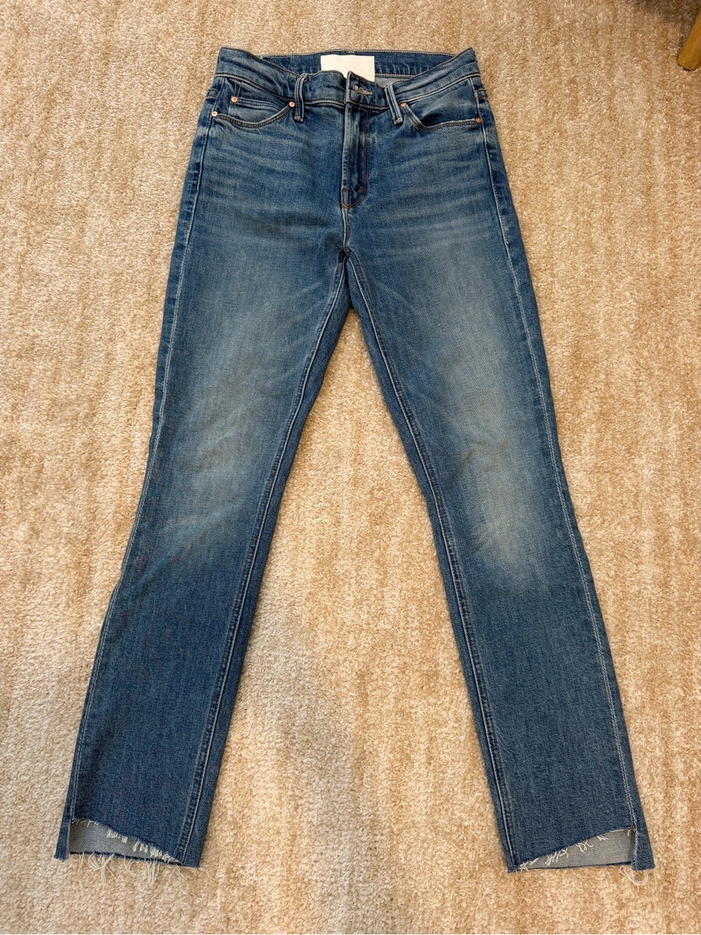 Mother Superior- The Mid Rise Dazzler Ankle Step Fray Jeans - size 25